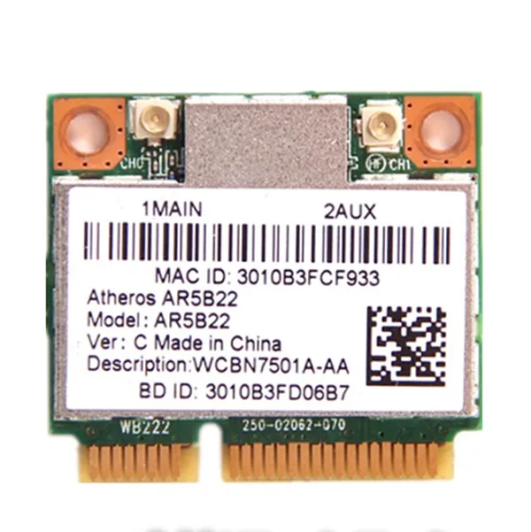 

Atheros AR9462 AR5B22 WB222 Half Mini PCIe Bluetooth4.0 WLAN Wifi Wireless Card