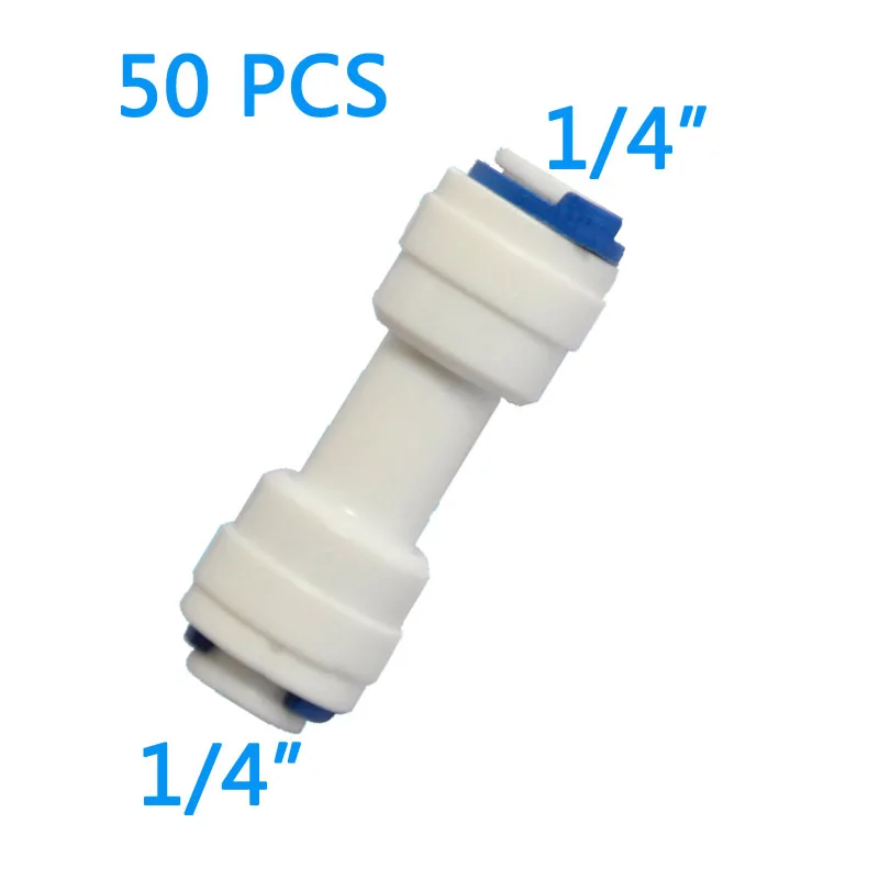 

50 PCS 1/4" Equal Straight Tube OD Quick Connect Connector Fitting RO Water Reverse Osmosis Aquarium System Straight union