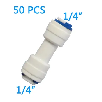 

50 PCS 1/4" Equal Straight Tube OD Quick Connect Connector Fitting RO Water Reverse Osmosis Aquarium System Straight union