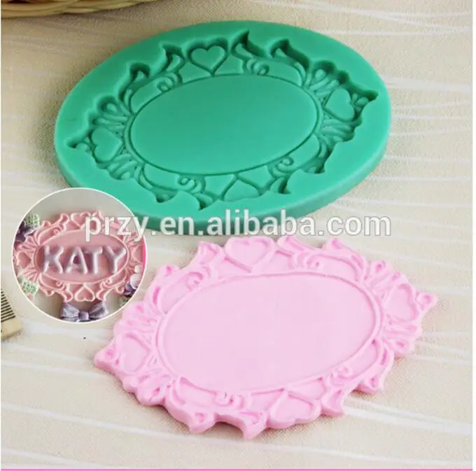 newest food grade silicone cake decorating mold oval frame silicone lace border fondant moldin
