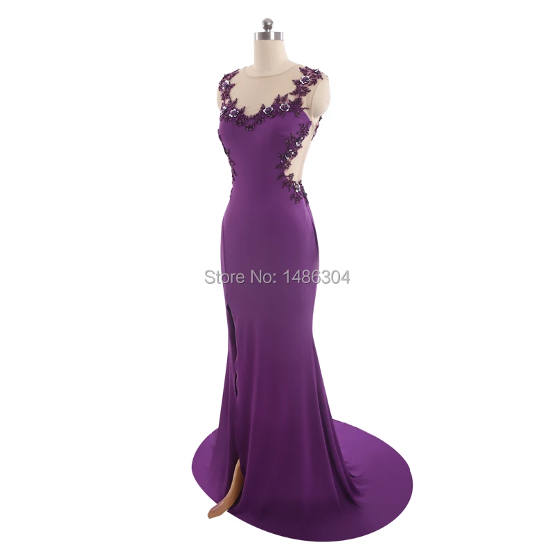 Саудовская Аравия Vestido de festa фиолетовые Вечерние платья Длинные с без рукавов