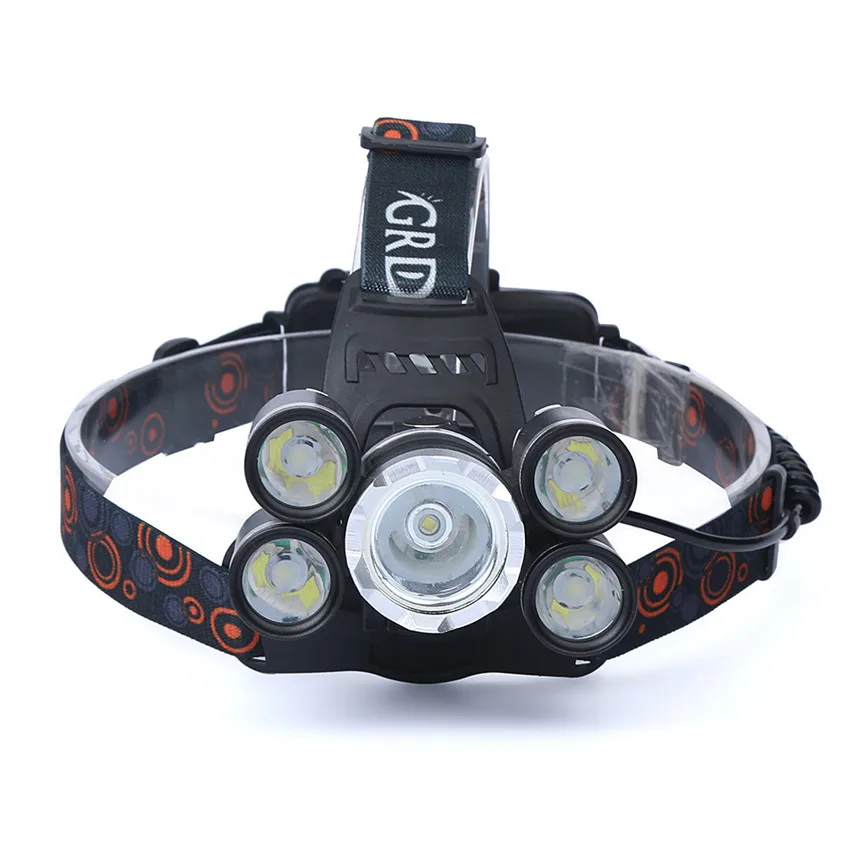 Светодиодный налобный фонарь T6 35000 лм 5X CREE XM L перезаряжаемый 18650 дорожный 85*35*47