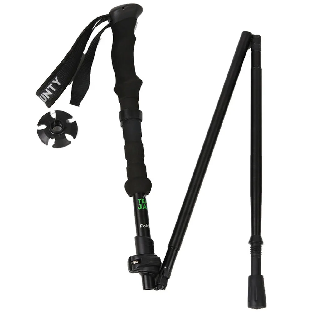 Ultra-light Adjustable Telescopic4 Section Aluminum Alloy Hiking Walking Stick Outdoor Climbing Camping Black #3S29