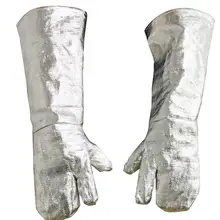 Высокая температура Безопасности Работы Огнестойкие длинные перчатки алюминированные пожарные работы плавки сварочные перчатки