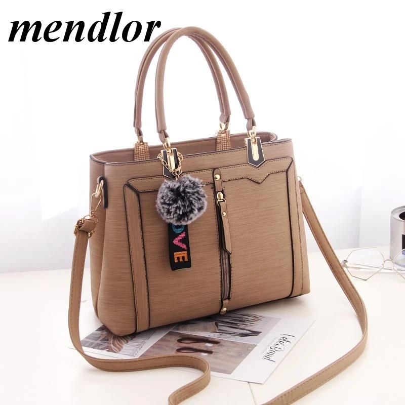 

Women Bag 2018 Luxury Brand Designer Woman Handbags High Quality Ladies Leather Crossbody Bags Large Capacity Tote with Hairball