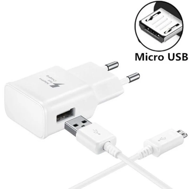 

Fast Charger USB Power Adapter Quick Fast Charger For Samsung Galaxy S3 S4 Mini S5 Note 3 4+1M Micro USB Data Sync USB Cable