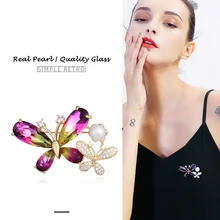 Hongye женские жемчужные броши серебро 925 градиент AAA CZ Винтажная брошь CZ Ювелирные изделия Бабочка натуральные пресноводные жемчужные броши