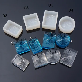 

1PCS Jewelry Ripple Pendant Silicone Mold DIY Tool Square Round Rectangle Resin Craft Resin Mould