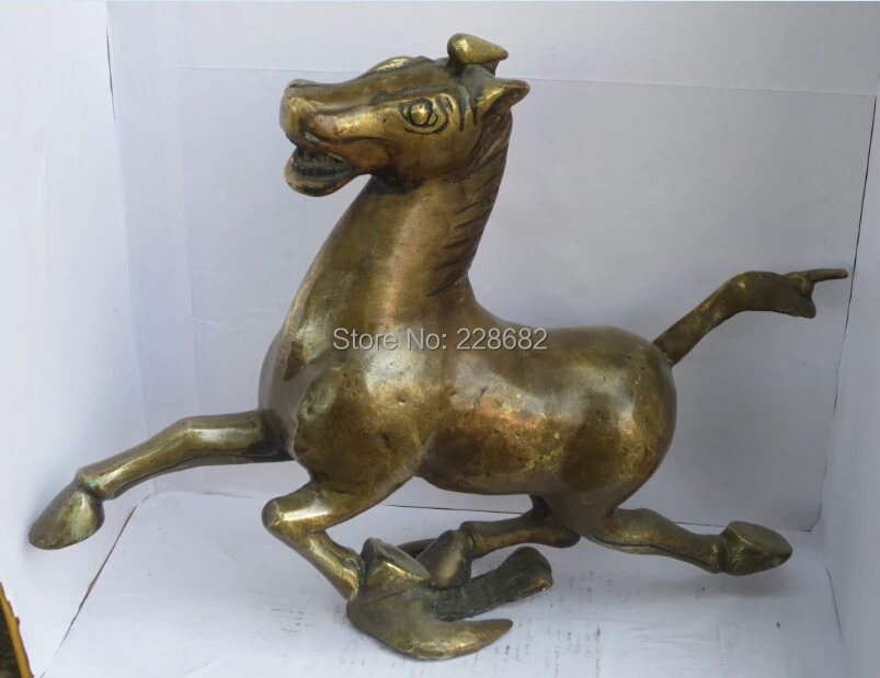 

Collectible Decorated Old Copper Carved Chinese Famous Running Horse Stepping On Swallow Big Sculpture
