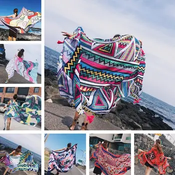 

90x180cm Print Twill cotton Pareo 2018 Summer Cover-Ups Rectangle Wrap Scarf Swimsuit Bikini Cover Up Autumn Beach Sarong Mats