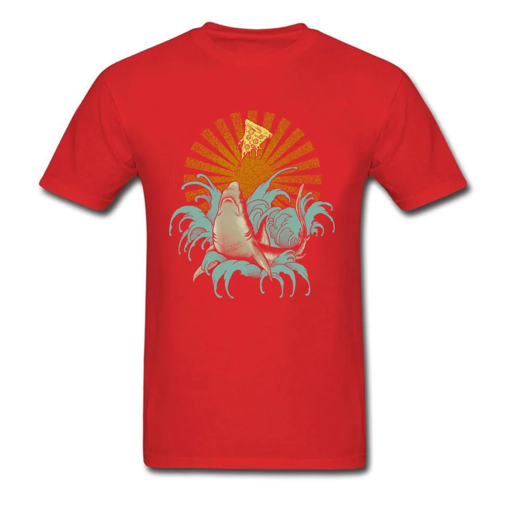 Shark pizza T Shirts for Men Casual Summer Tees Short Sleeve 2018 New Custom Tshirts Crew Neck Pure Cotton Free Shipping Shark pizza red