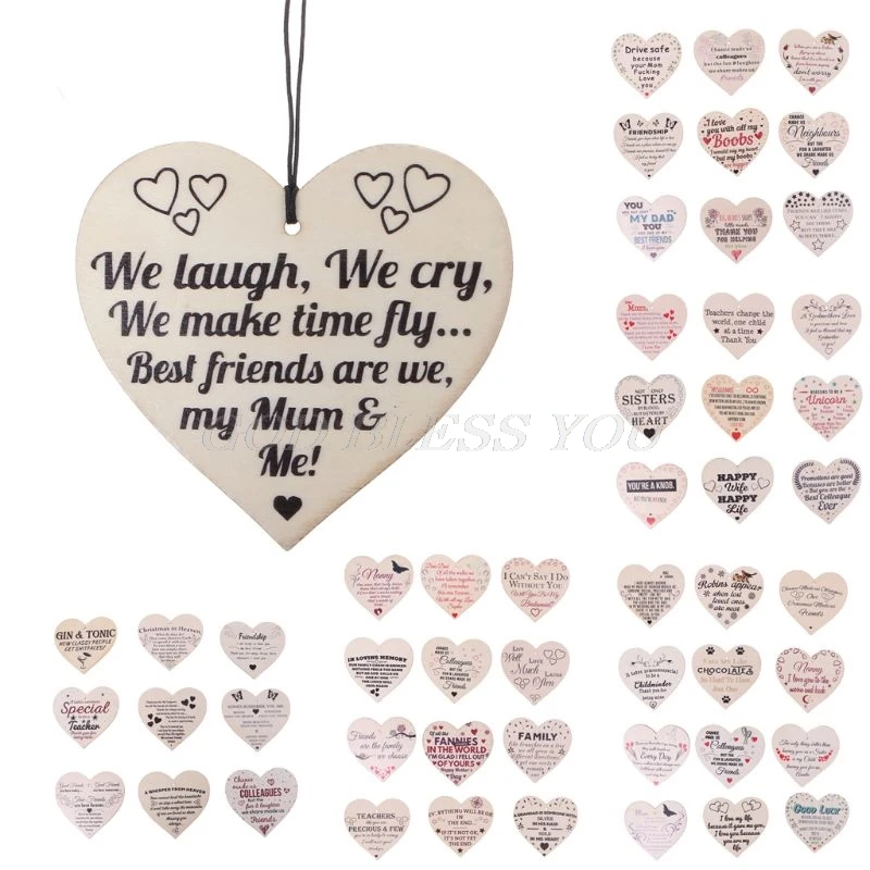 

52pcs/pack Wooden Hanging Heart Polished Sign Pendant Plaque Decoration Ornament Handmade Gift