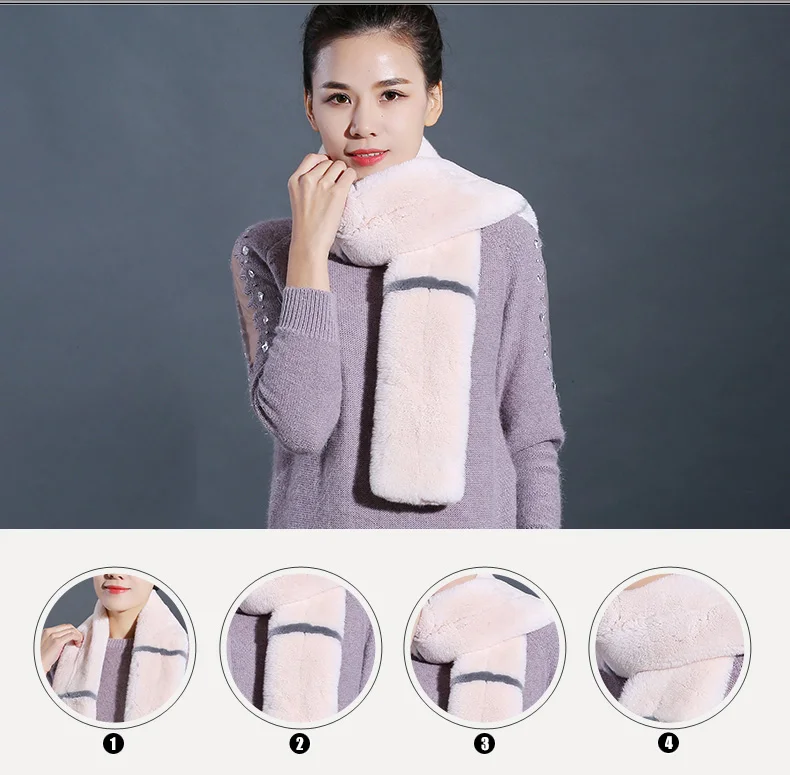 Russian Plus Size100% natural Rabbit Fur scarves Long Real Fur Scarves Female 2018 Winter Scarf For Women  (4)
