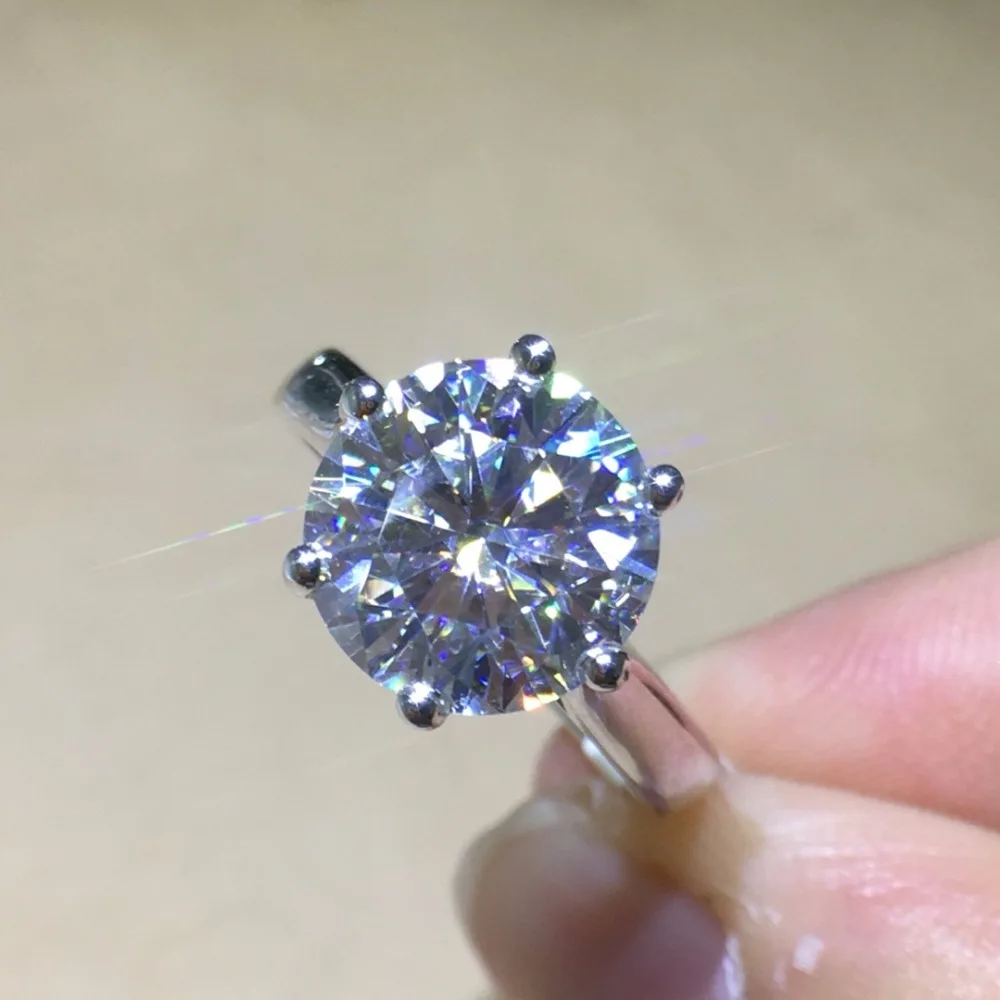 3 Carat ct Свадебные муассанит кольцо с настоящим бриллиантом 18 К 750 белое золото