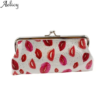 

Aelicy Casual Lip Print Bling Pu Leather Handbag Women Id Card Holder Card Wallet Credit Card Business Card Organizer Coin Purse