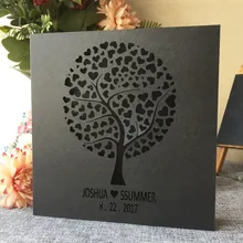 100 шт/партия, дизайн, лазерная резка, для свадьбы, приглашения, бесплатное пользовательское имя и дата, свадебные открытки, приглашения на день рождения