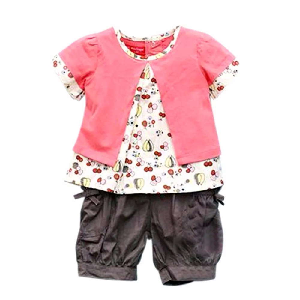 

Summer Style New 3 Pcs Children Baby Girls Fruits Pattern Top+Pants+Hat Set Outfits 0-3 Years Clothes Set