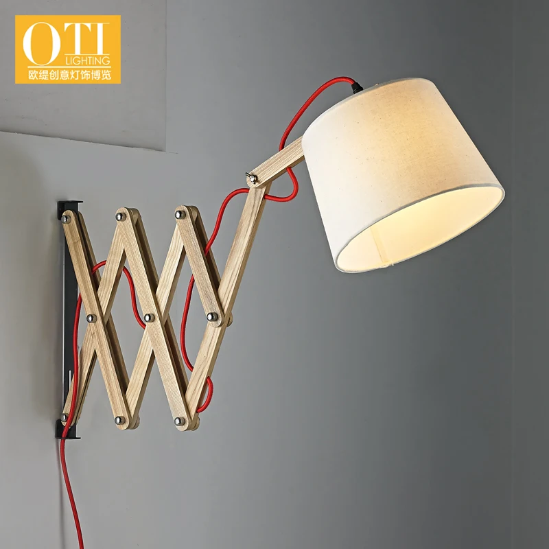 OTI Lighting Wooden Wall Lamp Living Room Bedroom Lights Nordic Pastoral Simplicity Creative