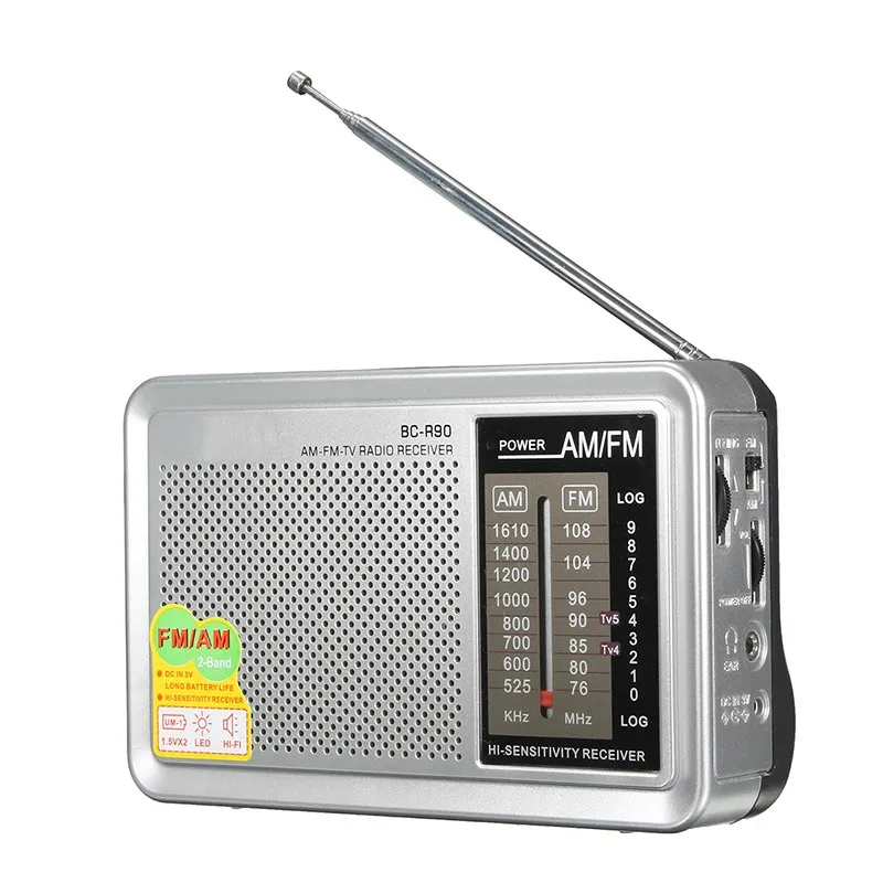 baratas Nova AM FM Rádio Mini Protable Cinta Digital World Radio Receiver Com Antena Telescópica Aux Jack do Fone de ouvido Construído Em falante