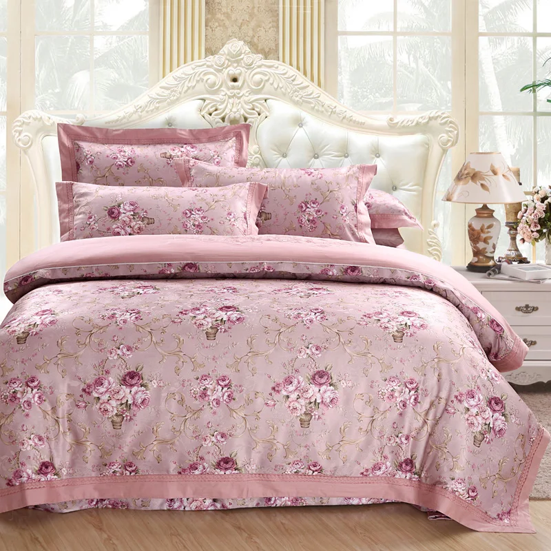 

Pink Purple Bedding Set Queen King Size Bed/Fitted Sheet Set 100%Cotton Bed Set Duvet Cover