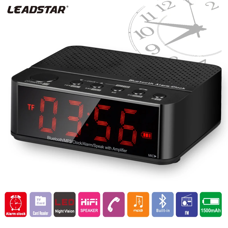 comprar O Multifuncional Amplificador Sem Fio Bluetooth Speaker Mini Speaker Portátil Rádio FM LED Despertador Sem Fio Para Telefone Celular