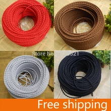 2 м/лот) витой Электрический провод винтажный тканевый медный проводник Электрический провод(2*0,75 мм) Edison лампочка лампы кабель