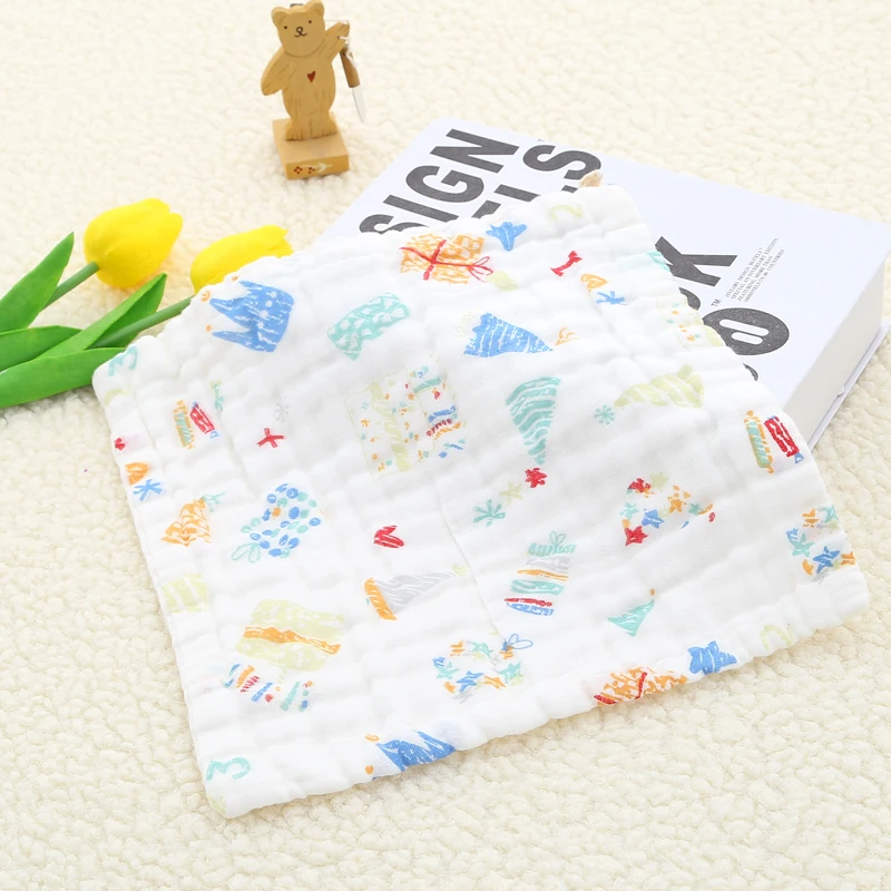 Baby Face Towel 25x25cm 6 Layers Muslin Cotton Soft Baby Towels Handkerchief Bathing Feeding Face Washcloth Wipe Burp Cloths