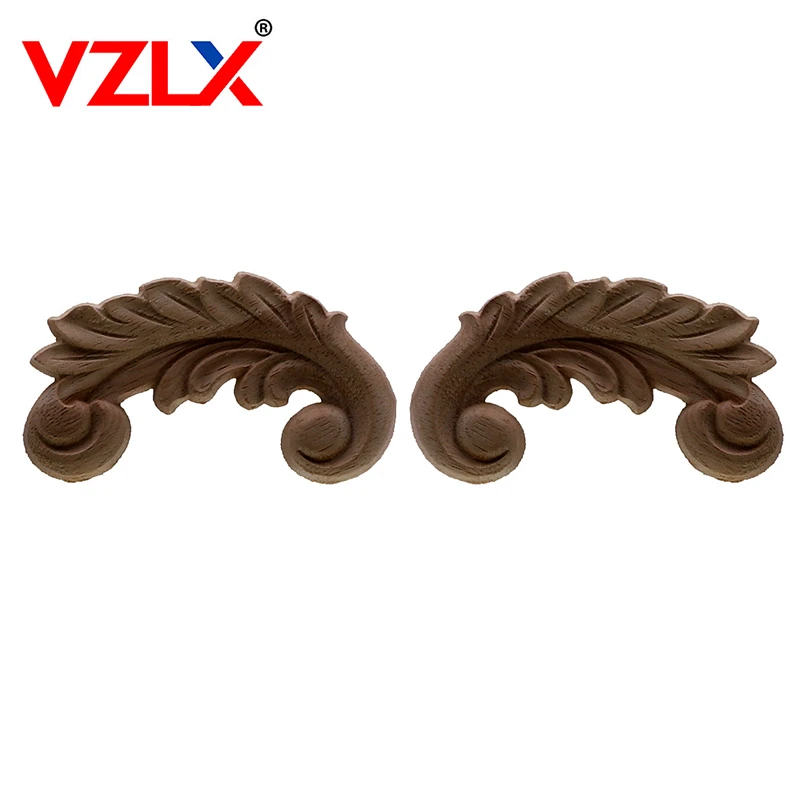 

VZLX 2PC Retro Wood Carving Decal Corner Home Decor Onlay Applique Wall Door Furniture Decorative Figurine Wooden Miniature