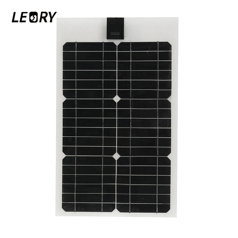 

LEORY 12V 20W Semi-flexible Solar Panel Monocrystalline Solar City Chip With 300cm Cable Suitable For Car/RV/Boat/Ship Batteries