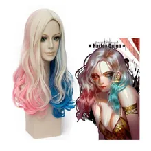 Comando Suicida Batman Harley Quinn Gradiente Rizado Cosplay peluca de Halloween