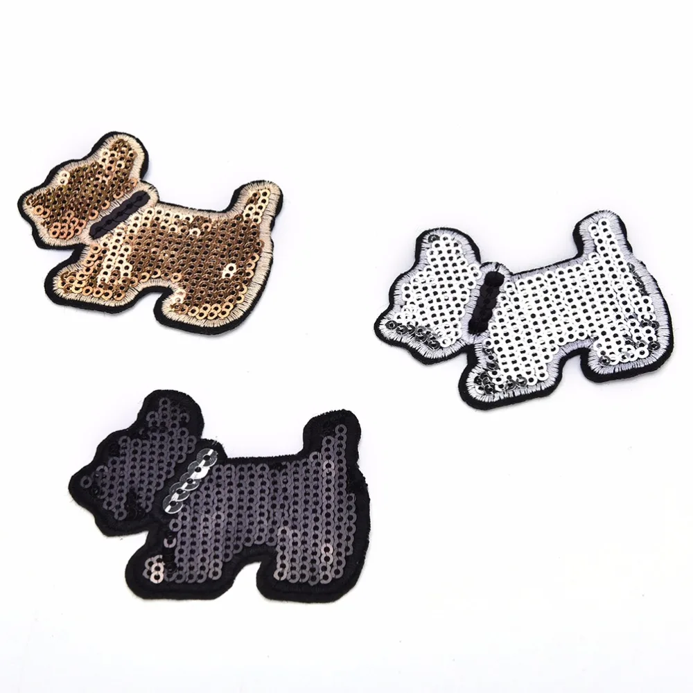 

1Pcs Squin Dog Embroidered Patch Iron On Patch Sewing Applique Badge Clothes Patch Stickers Apparel Craft Sewing Accessories