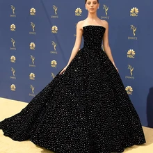 Черные платья знаменитостей с блестками, бальное платье без бретелек, платья с красной ковровой дорожкой, вечерние платья, платья для выпускного вечера 029