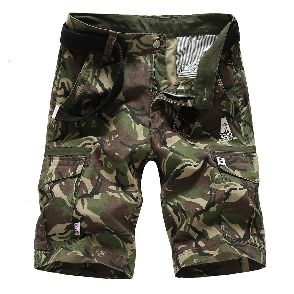 Мужские камуфляжные шорты летние мужские повседневные шорты новые многокарманные повседневные свободные до колен мужские шорты Карго с принтом на молнии