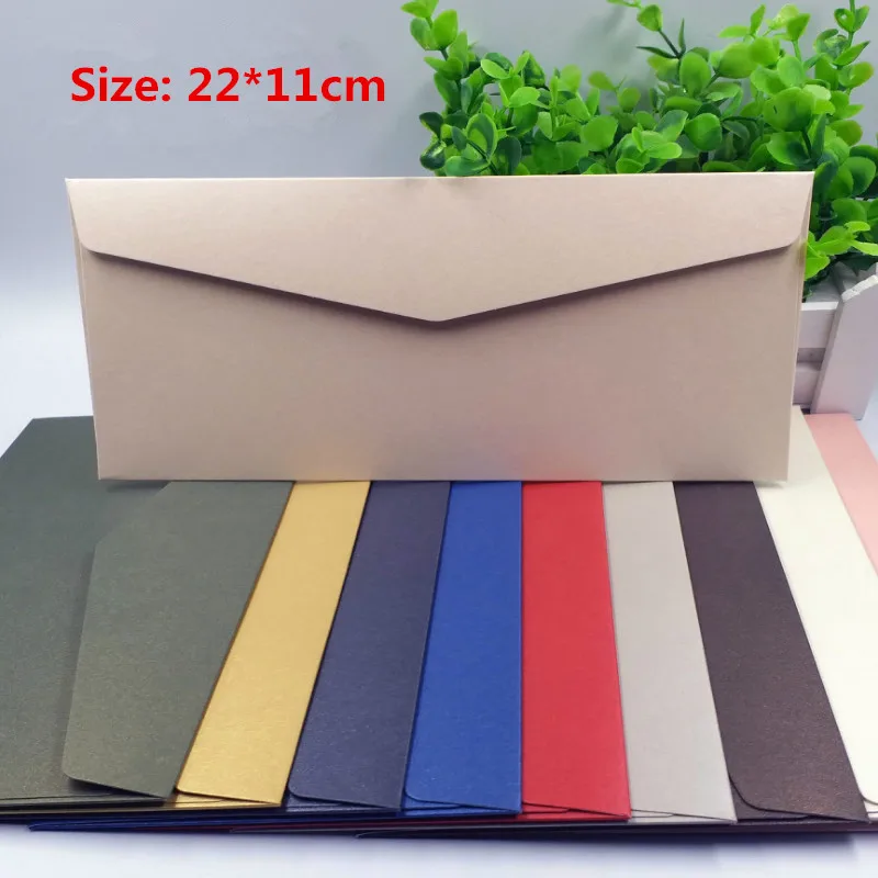 

50pcs 22*11cm 250gsm Color pearl paper envelopes business invitation wedding invitations envelope