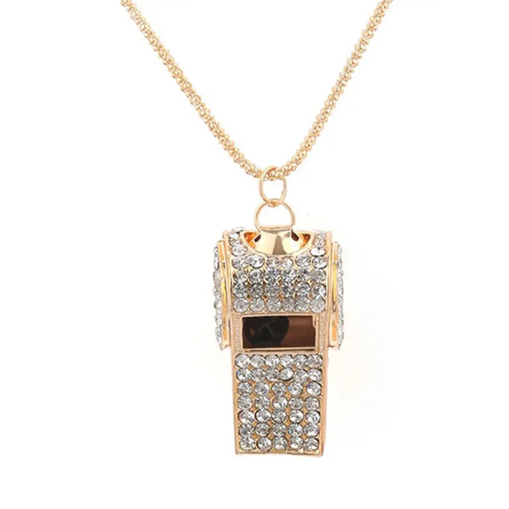 

1 Pcs Ladies Girls Fashion Costume Pendant Jewelry Whistle Rhinestone Crystal Charm Necklaces collier sautoir long