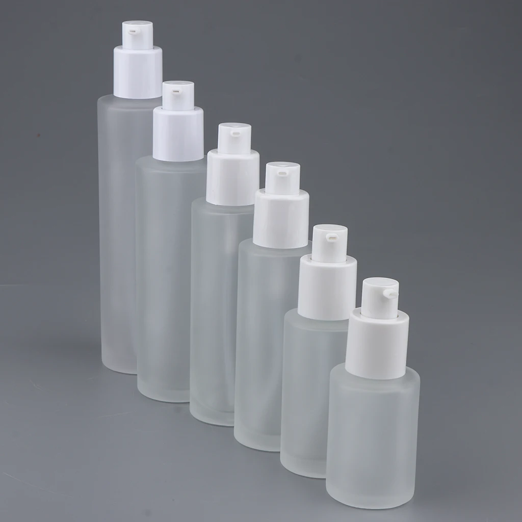 30~120 mL Semitransparent Glass Empty Pump Bottle Shampoo Conditioner Soap Dispenser Container for Travel