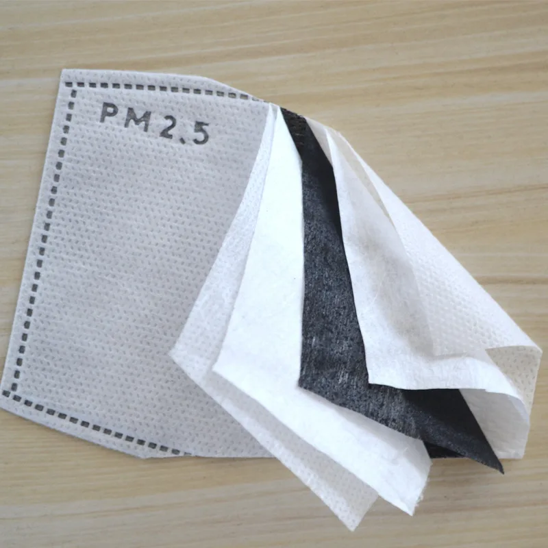 

100pcs / 200pcs 5 Layers Child Adult Kids Activated Carbon Filter Non-woven Pm2.5 Anti Haze Mouth Mask Replaceable Filter-slice