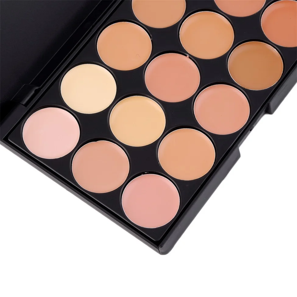 Professional Makeup tool set 15 Color Face Concealer Eyeshadow Palette Wood Handle Flat Angled Brush kit 5