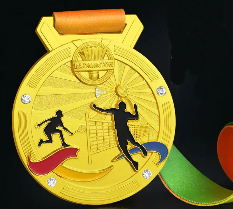 Высокое качество! спортивные медали из металла, медаль для бадминтона, школьные игры, чемпион, золотые и серебряные бронзовые сувениры - Цвет: Золотой