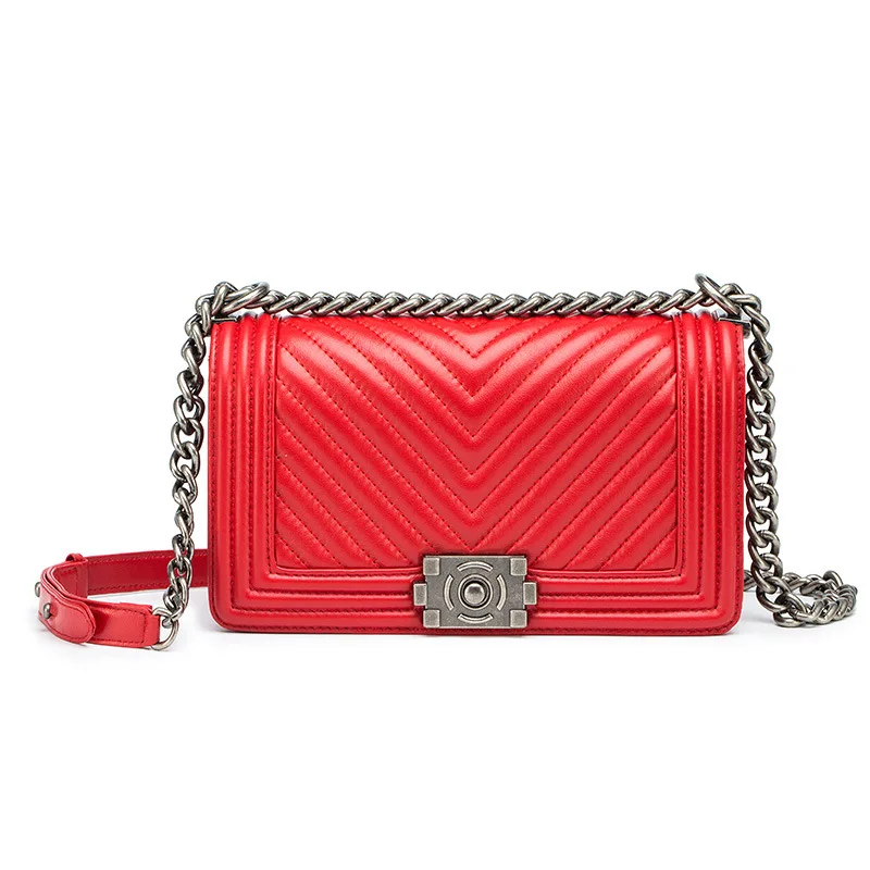 

LKPRBD 2018 luxury women Genuine Leather Messenger bags Famous Brand designer crossbody bag Casual Fashion Chain women