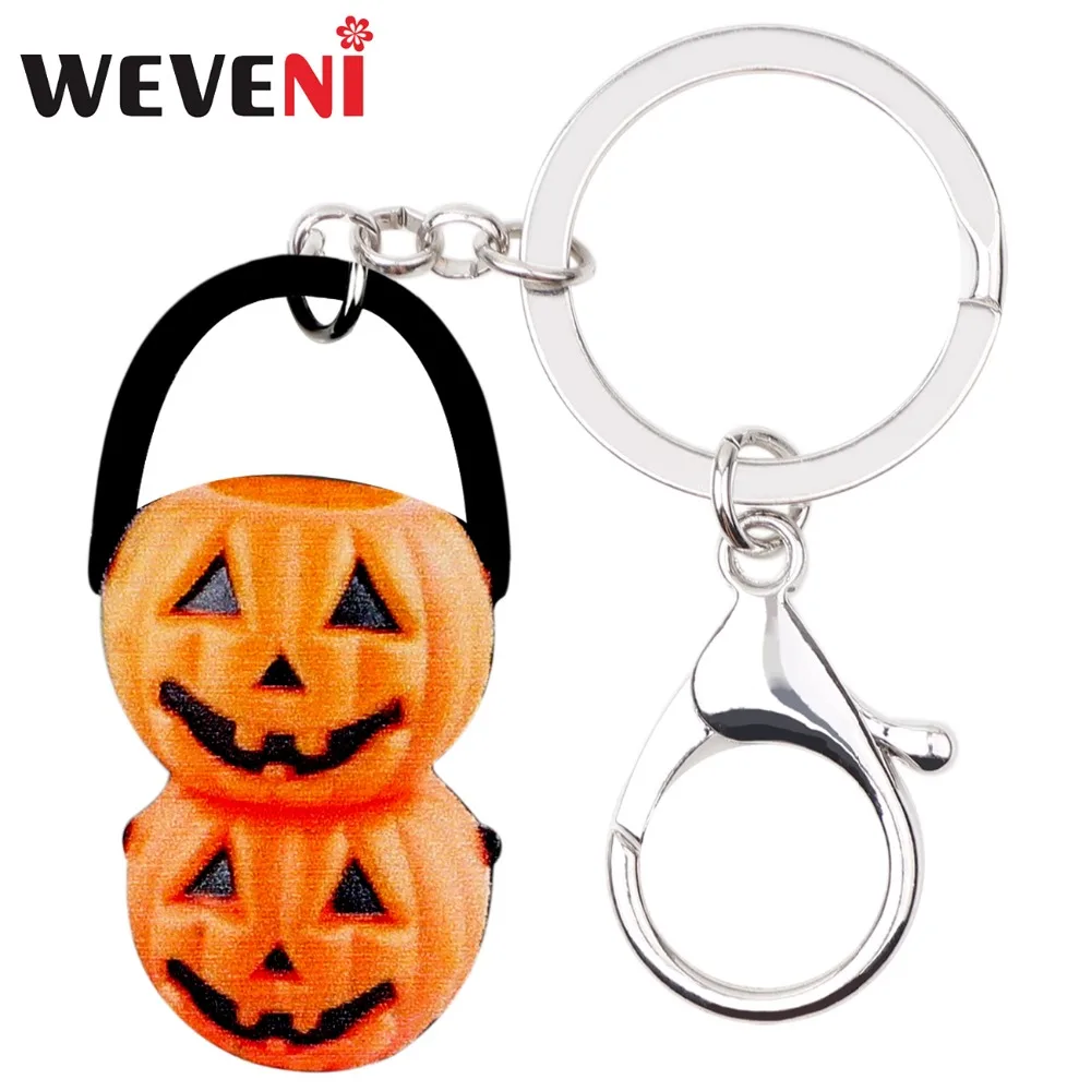 WEVENI Acrylic Halloween Double Pumpkin Bag Key Chains Keychains Cute