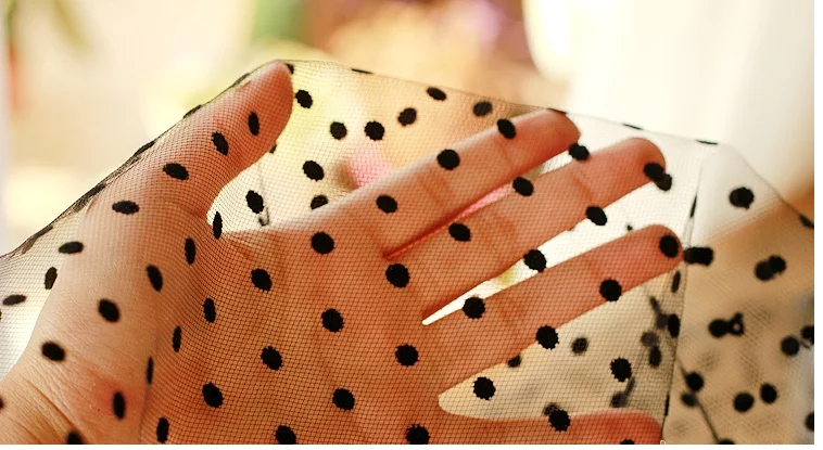 

free shipping soft Black dot net yarn lace fabric apparel fabrics handmade DIY background