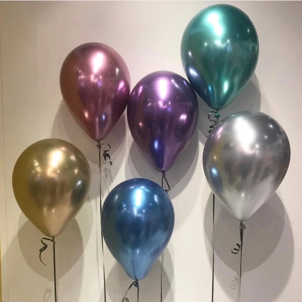 

50pcs/lot 12 inch NEW Latex Metallic Balloons blue Thick qualatex Chrome gold Balloon Anniversary Bachelorette Party Decoration