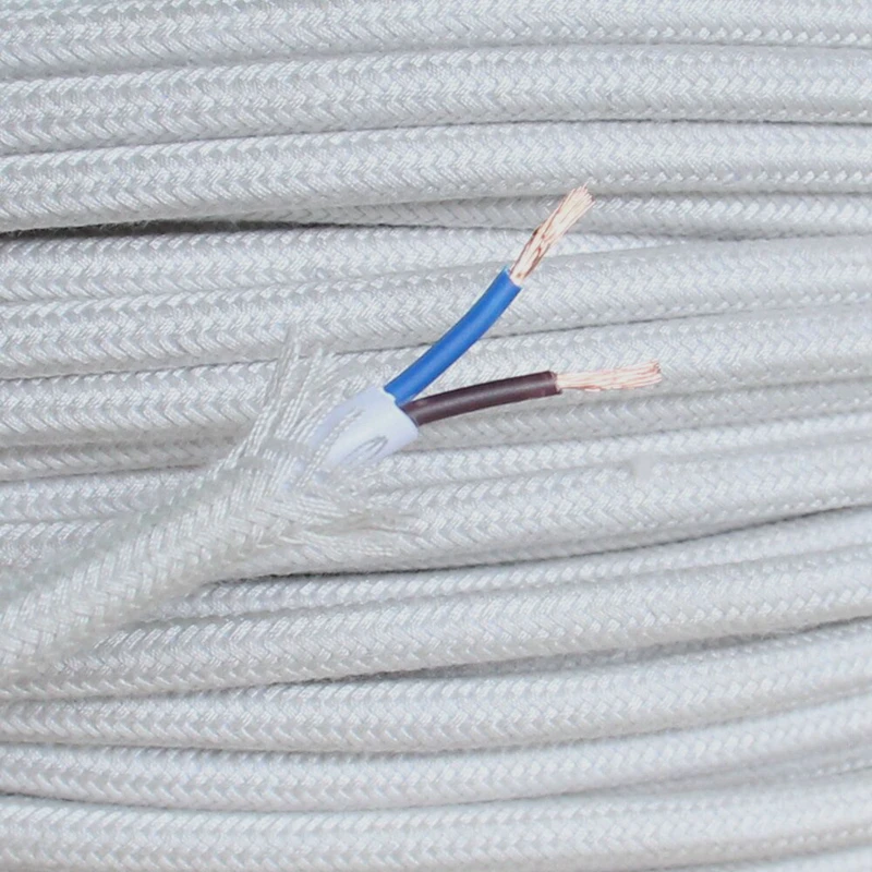 Câble électrique Tressé Vintage 5m - Gaine Tissu Pour Ampoule E27 - 0,75mm² - Couleur Fil Assortie