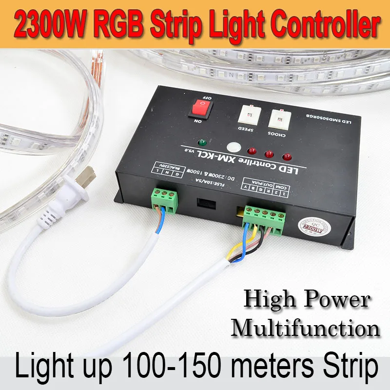 

Multifunction 2300 Watt High Power RGB Controller for SMD5050 220V RGB LED Strip Light Aluminum Press Button