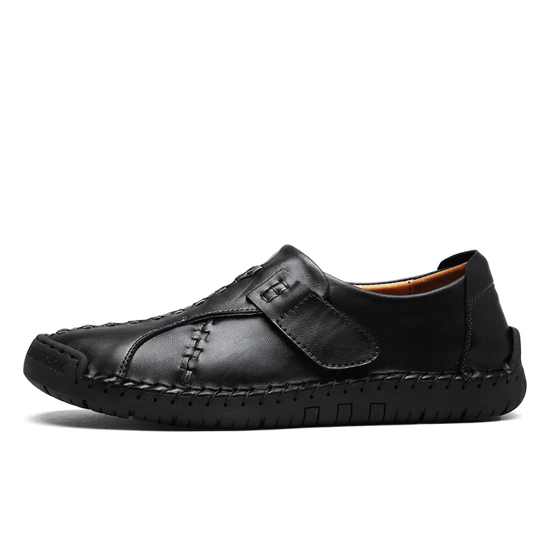 

Spring Explosions Large Size Leather Breathable Casual Men's England Peas Shoes Solid Color Low To Help Flat Men's Shoes