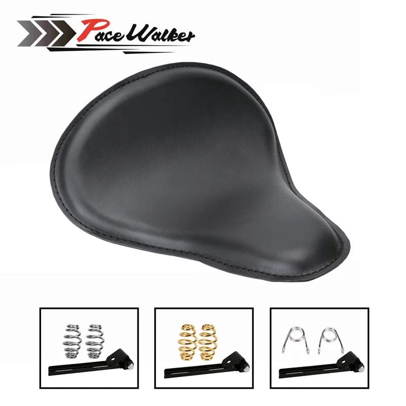 

Motorcycle Leather Solo Seat+Bracket Mounting Kit Cushion Spring Base Metal for Sportster Bobber Chopper Leather Saddle Seat