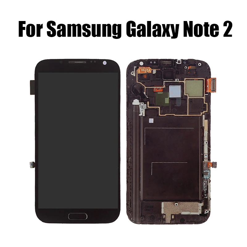 

Super AMOLED LCD For Samsung Galaxy Note2 Note 2 N7100 LCD Display Touch Screen Digitizer Full Assembly with Frame