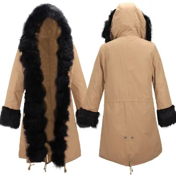 

Fashion Winter Women Coat Warm Fake Fur Long Sleeve Hooded Women Parkas Coat 2018 Army Green Black Long Outwear Female Clothing