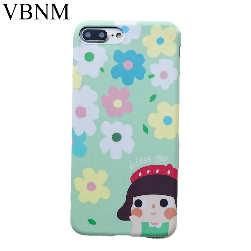 Lovely little girl Case For iPhone 7 8 X XR XS Max Colorful flowers Cover 6 6S Plus Phone Coque Funda |